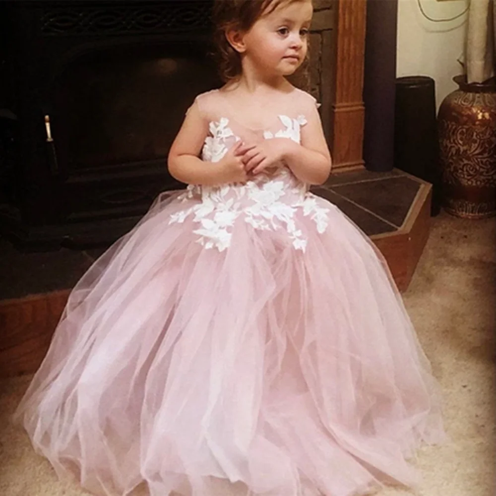 Flower Girl Dress Dusty Rose, Lace And Tulle Flower Girl Dress, Girl