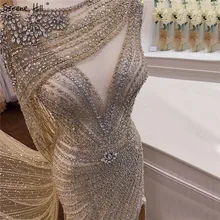 Дубай шампанского v-образным вырезом Роскошные вечерние платья алмазное Бисероплетение без рукавов сексуальное официальное платье Serene Хилл BLA70301