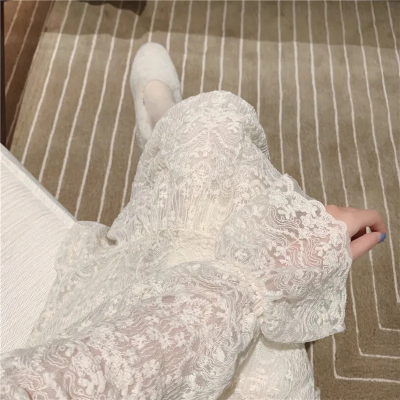 Модное женское платье, новинка, весеннее платье с оборками, длинный рукав, элегантное кружевное платье, Ретро стиль, тонкое, шикарное миди платье, феи Vestidos
