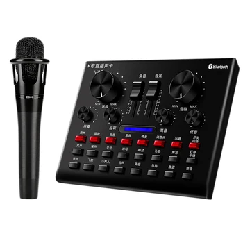 

V8S Bluetooth Audio USB Headset Microphone Webcast Live Sound Card 112 Kinds of Electric Sound Broadcast for Phone Computer PC