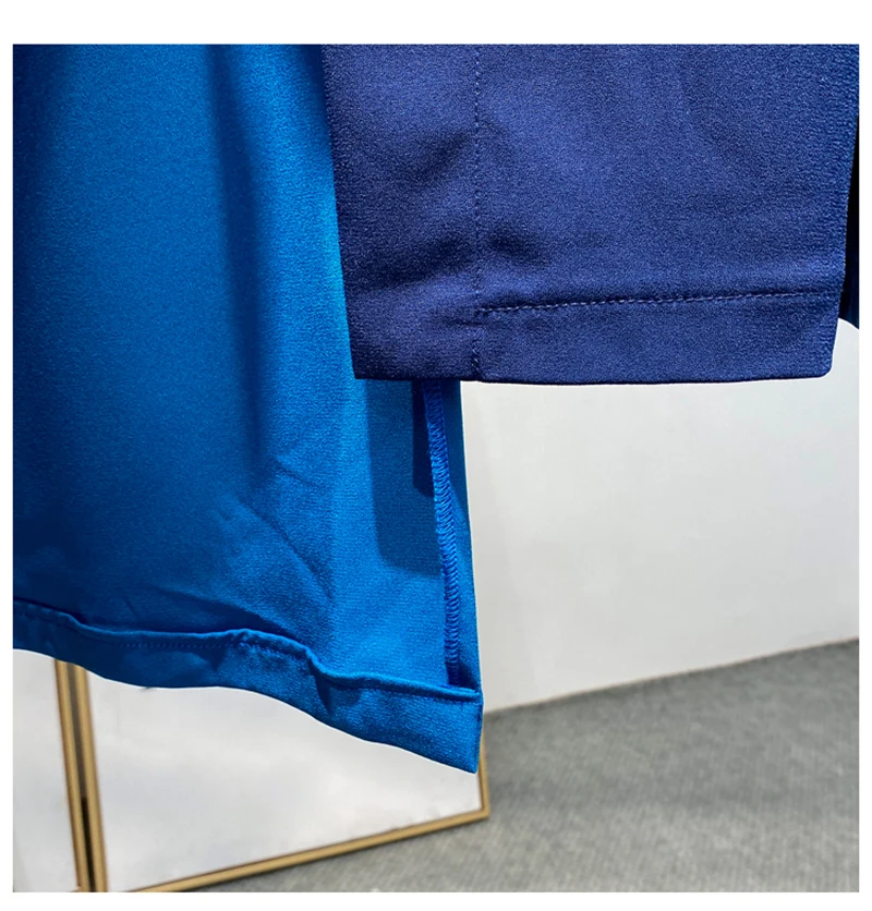 [EAM] High Waist Blue Asymmetrical Pleated Ruffles Temperament Half-body Skirt Women Fashion Tide New Spring Autumn 2020 1X801