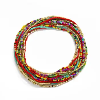 

2020 New 7Pcs Summer Bikini Stretchy Multi-Colors Beaded Belly Waist Chain Body Jewelry