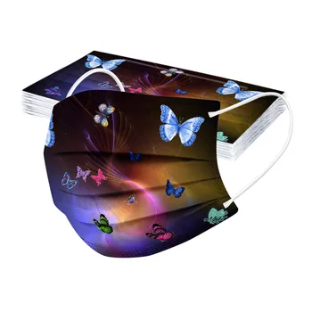

10pc Adult Butterfly Printing Disposable Protection Mask Non-woven 3-layer Filtration Anti-ollution Breathable Mascarillas Masqu