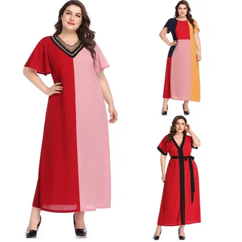 

Big Size Dress For Fat Mm 2019 Summer New Women Dress Loose Elegant Patchwork Plus Size Long Dress Women Clothing Maxi Vestidos