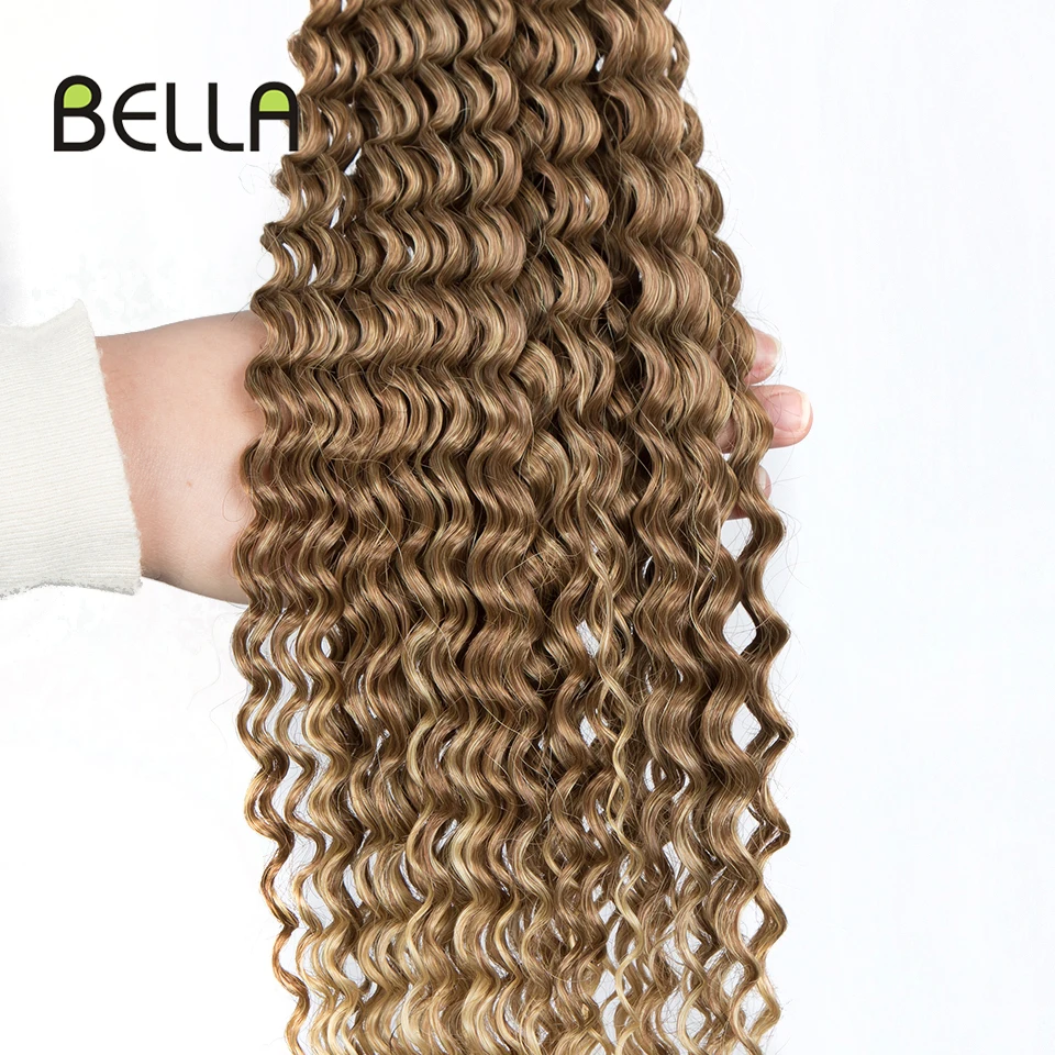 Bella Synthetic Water Wave Hair Extensions Ombre Blonde 613 Brown 30 Inch Braids Twist Curly for Woman