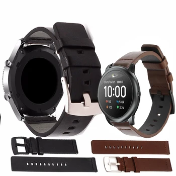 

Genuine Leather Watchband bracelet Strap 20mm 22mm for Xiaomi haylou solar lS02/haylou solar lS05 Sport Watch Band Quick Release