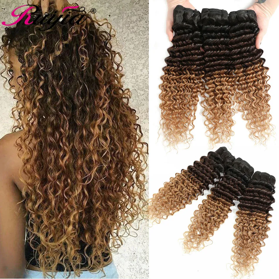 Cabelo brasileiro profundo onda colorido, pacotes de