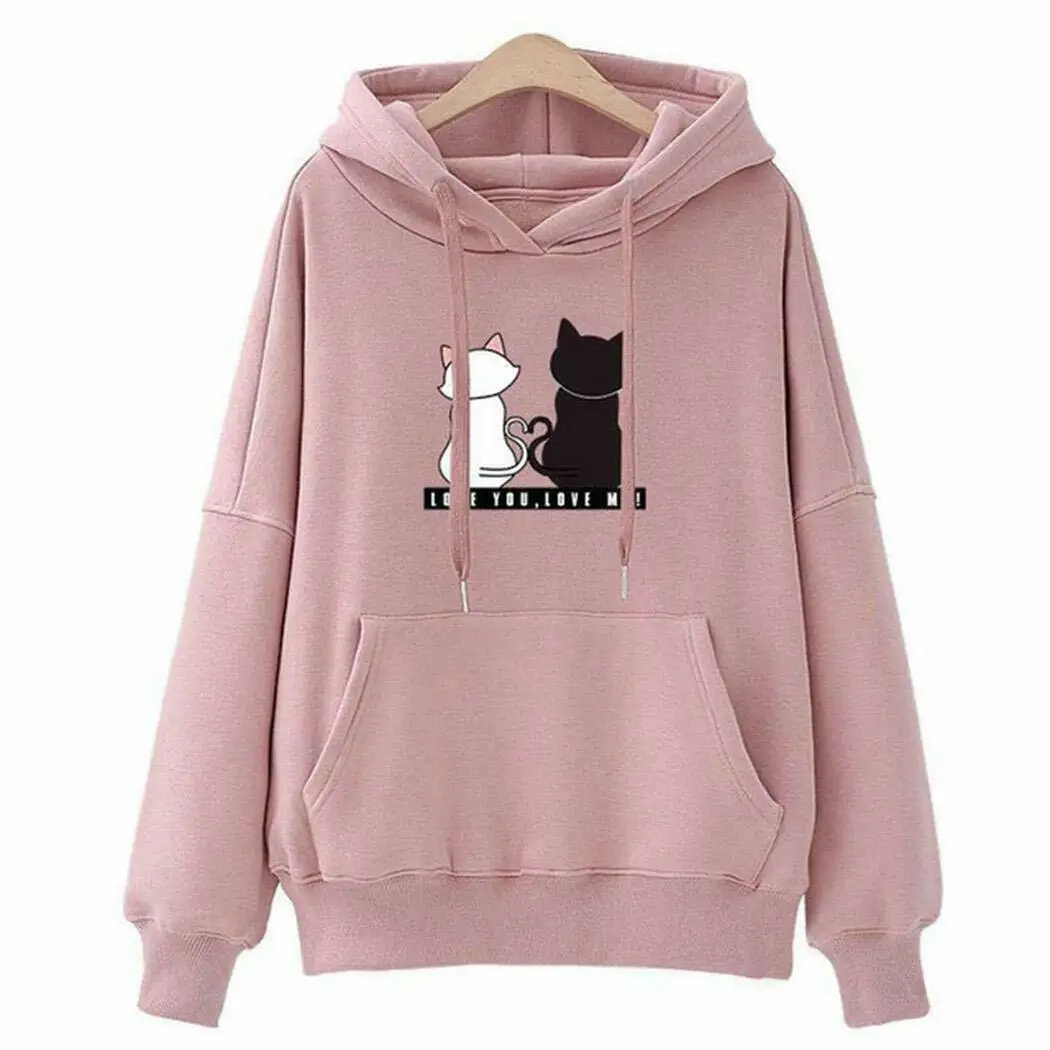 Hoodies Women 2019 Cat Print Women Hoodies Women Long Sleeve Tops Hoodies Mujer