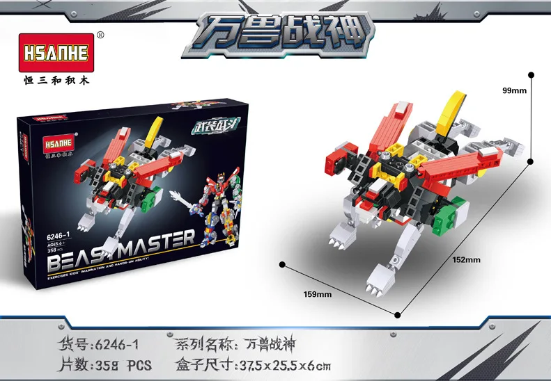 

HSANHE Building Blocks Deformation Blocks Beasts Ares Creative Assembled Educational Building Blocks Assembled Toys 6247