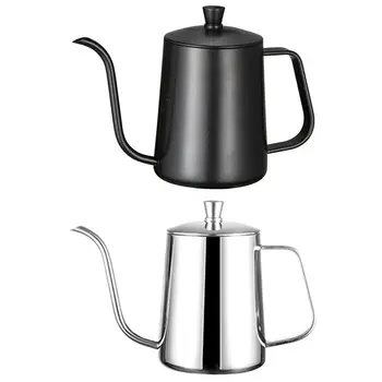

Stainless Steel Mounting Bracket Hand Punch Pot Coffee Pots With Lid Drip Gooseneck Spout Long Mouth Coffee Kettle Teapot- 600Ml