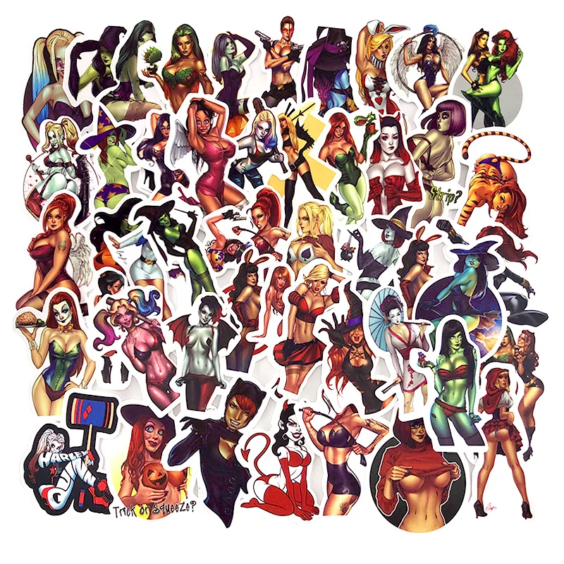 

50 Pcs Retro Pvc Waterproof Sexy Beauty Girls Stickers For Laptop Motorcycle Luggage Skateboard Decal Office Toy Appliances