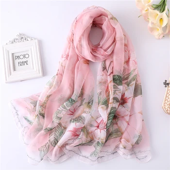 

2020 Designer Merk Vrouwen Zijden Sjaal Zomer Strand Stola Lady Sjaals En Wraps Oversize Bloemenprint Soft Smooth Sjaals Hijaabs