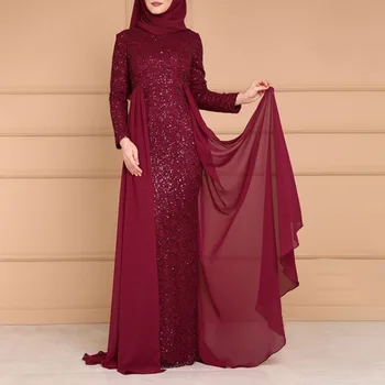 

high neck elegant african evening dress mermaid sequins long sleeves with sweep train wedding party formal evening dresses
