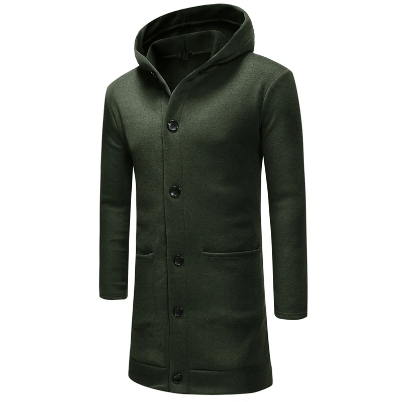 Army Green Весенняя новая Молодежная мужская толстовка, одноцветная толстовка с длинными рукавами, мужской длинный кардиган, толстовка, куртка - Цвет: Army Green