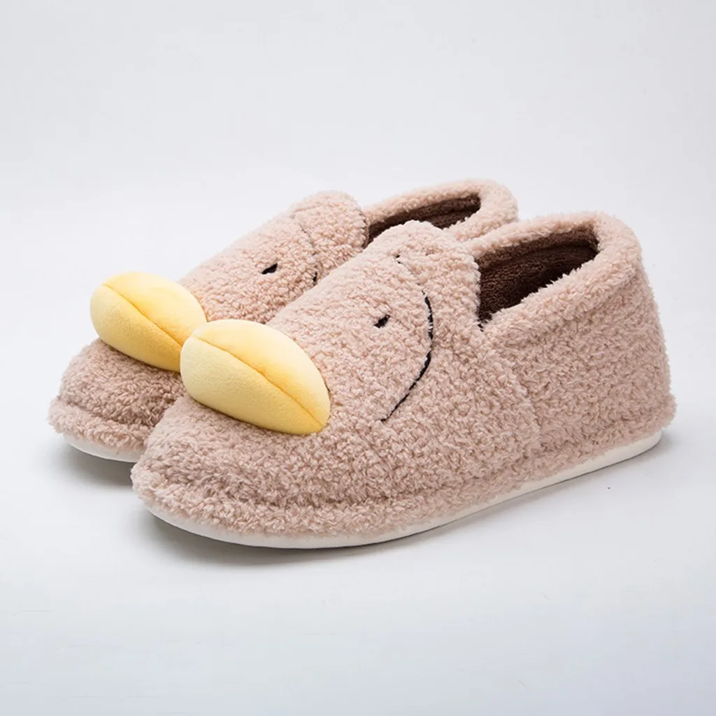 Winer Home Slippers Man Platform Flat With Warm plush Floor Home Cuty Big Mouth Indoor Couple Shoes Cover Heel Soft Footwear