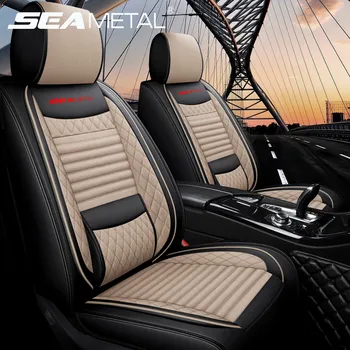 

PU Leather Car Seat Covers Luxury Universal Automotive Interior Seat Cover Auto Front Rear Seat Protector SEAMETAL Brand Design