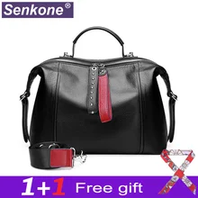 Натуральная кожа классическая женская сумка черная модная женская сумка Хобо Повседневная Сумка женская кожаная сумка через плечо с заклепками