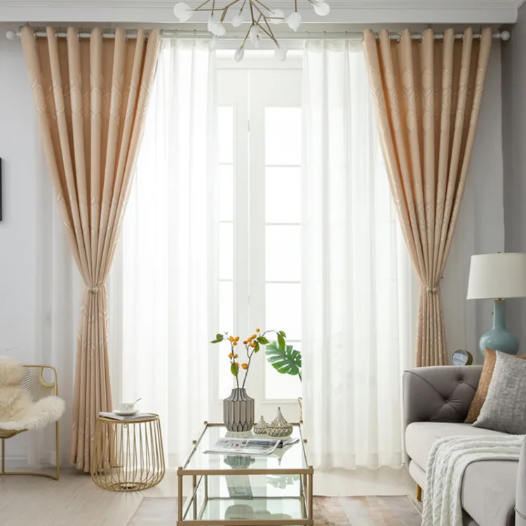 

Thickened High Curtain Slub Cotton Jacquard Shading Curtains Suitable for Living Room Bedroom Nordic Style Curtains