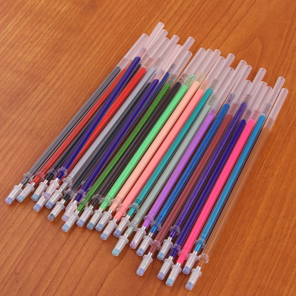 24pcs 0.5mm Colorful Gel Pen Fluorescent Refills Color Cartridge Flash Pen Smooth Ink Painting Graffiti Pens Student Stationery