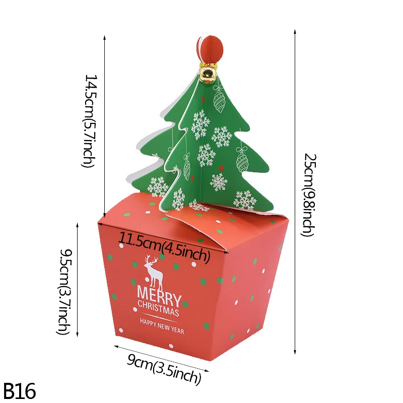 5Pcs Christmas Apple Box Candy Box christmas Party Favors Cookie Chocolate Packaging Supplies DIY Wrapper Paper Boxes Decor - Цвет: B16