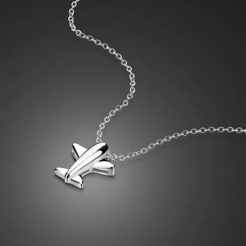

New Fashion Plane Pendant Choke Charm 100% Solid 925 Sterling Silver Chain Necklace Lucky Silver Jewelry For Women Gift