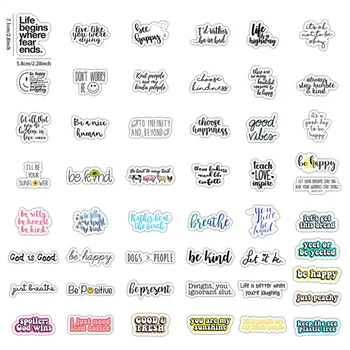 

50 Pcs Be Happy Inspirational Quotes Stickers Laptop Sticker Decal For Computer Notebook Water Bottle Moto Decoration Stickers