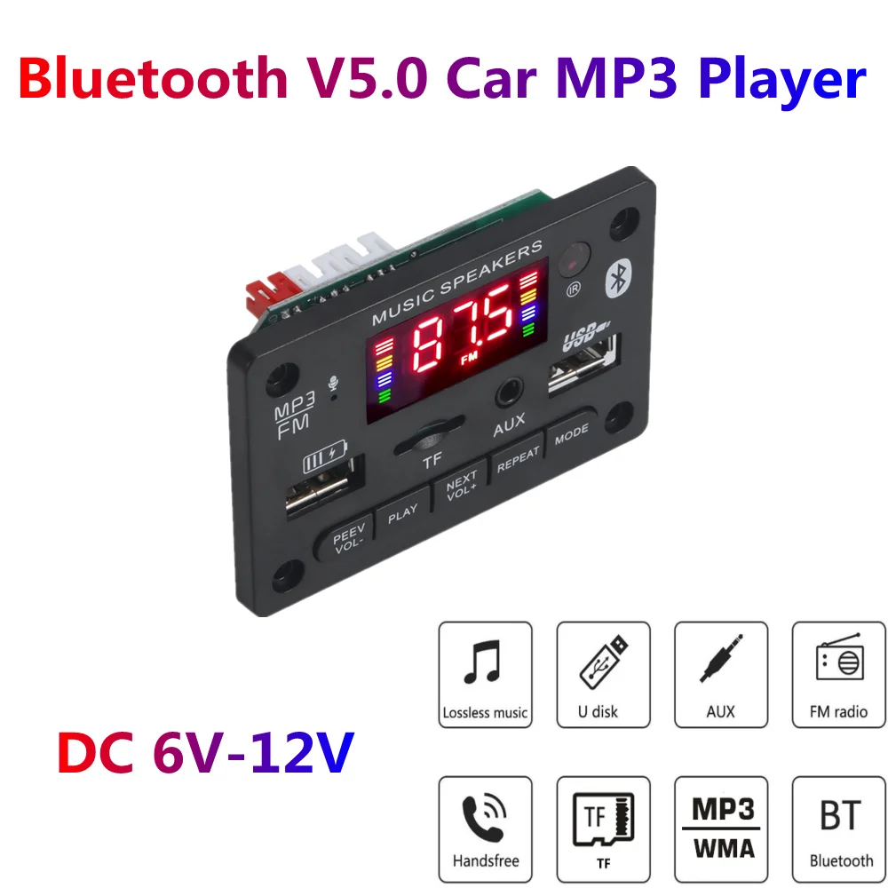 Amplifier 50W/ 6W Player Decoder Board 5V-18V Bluetooth-compatible 5.0 Car FM Radio Module TF USB AUX WMA Player Decode