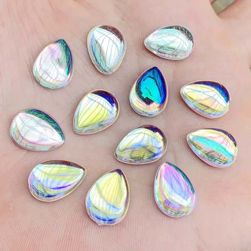 10x14mm(50pcs) Различные размеры драгоценные камни хрустальные AB Стразы прозрачные акриловые кристаллы камни стразы не горячей фиксации блокнот ручной работы бусины для творчества своими руками - Цвет: 10x14mm(50pcs)