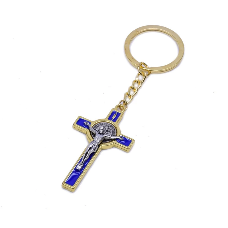 

Religious Jewelry Metal Cross Pendant Enamel Key Chains Gold