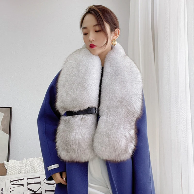 Natural 100% Real Fox Fur Scarf Shawl Winter Neck Warm Whole Fox Big Scarves Decorate Women Luxury Fox Fur Collar Muffler Wrap 2
