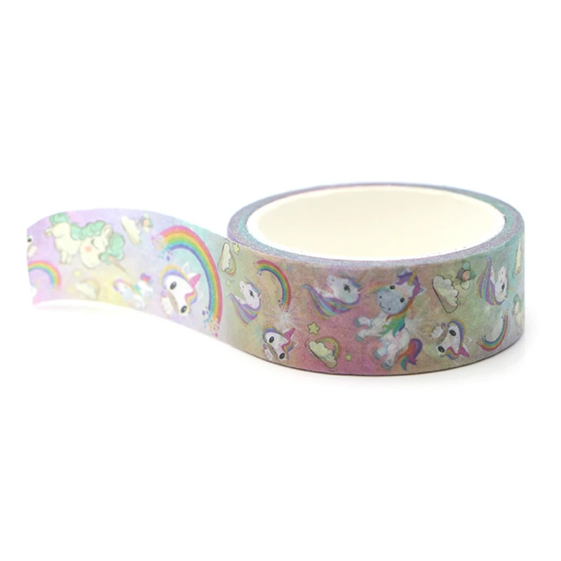 

1 Roll Cute Stationery Tape Cartoon Unicorn Pattern Washi Masking Tape Scrapbooking Decorative Sticky Pape Adhesive Tapes Paper