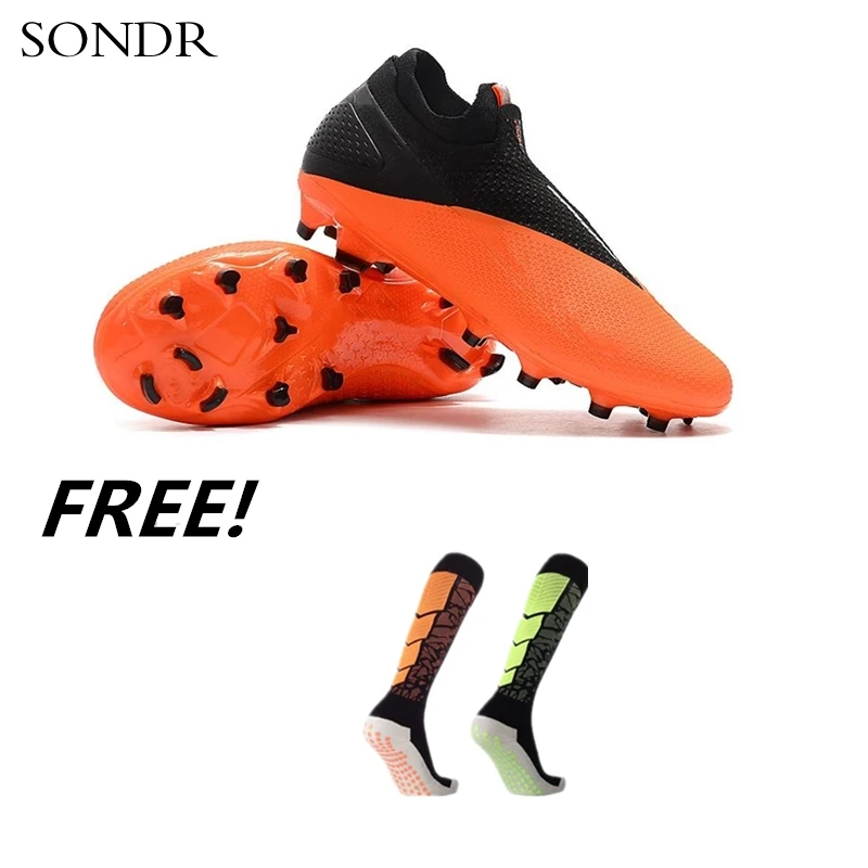 

New Outdoor Men Soccer Shoes Football Boots High Ankle Cleats Training Sport Sneakers FG