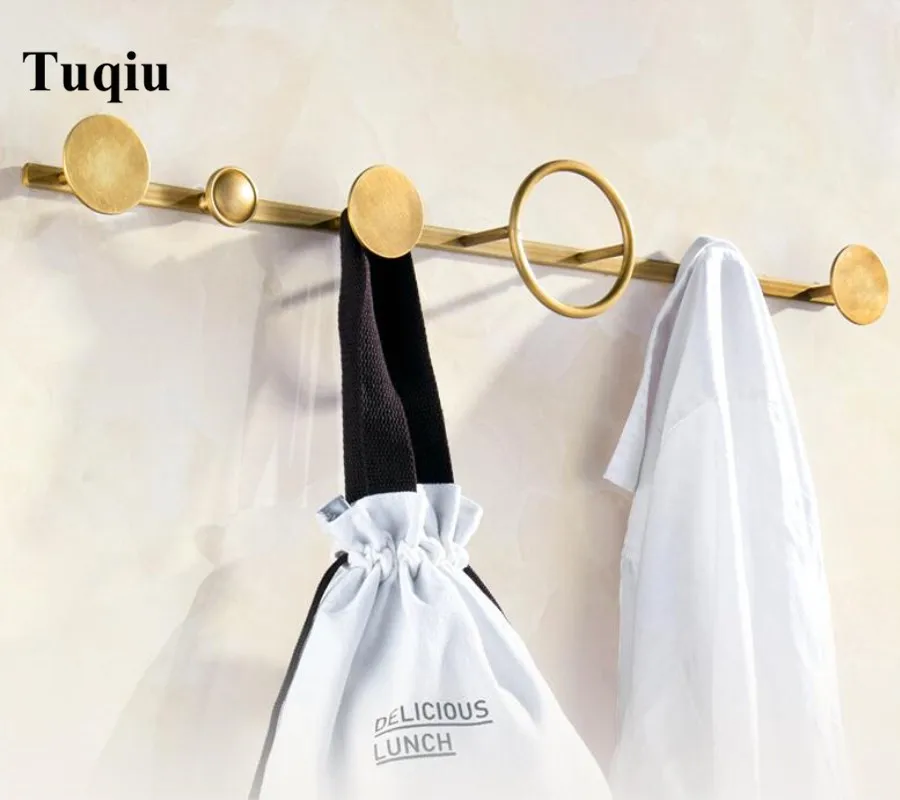 Tuqiu Bathroom Robe Hook Wall Hooks Wood Kitchen Towel Hook Brass Brushed  Gold Key Hat Bag Hanger Holder Clothes Hook - AliExpress