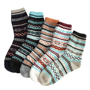 

5 Pair Woolen Socks Men Women Winter Warm Men's Socks Stretchy Soft Sweat Absorption Unisex Middle Tube Socks skarpetki meskie