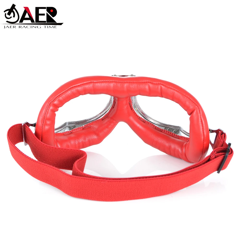 JAER Motorcycle Helmet Glasses Motorbike Vintage Leather Goggles Cruiser Folding Riding Bike Cycling Goggles Glasses