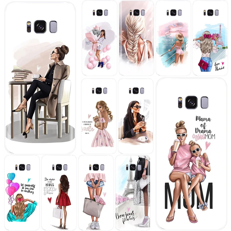 Christmas Princess Girl Female boss coffee Soft Silicone TPU Phone Case For Samsung Galaxy Note 8 9 S7 S6 EDGE S8 S9 S10 Plus | Мобильные