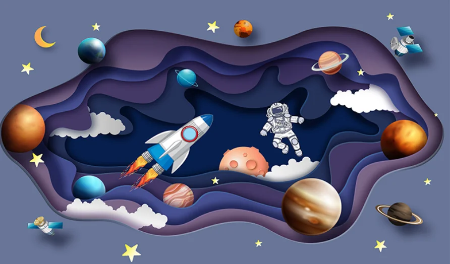cósmico astronauta planeta quarto das crianças fundo papier peint