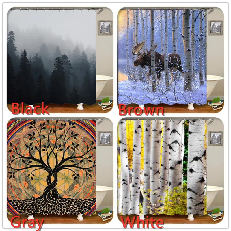 Animal printing plateau cattle 3d shower curtain waterproof polyester fabric washable bathroom shower curtain with hook