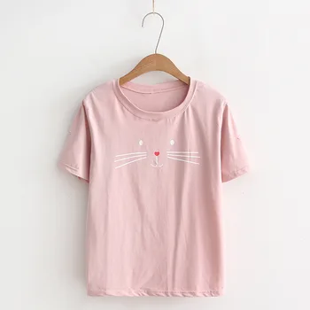 

2019 Summer Women Cotton Tshirt Woman Short Sleeve T-shirt