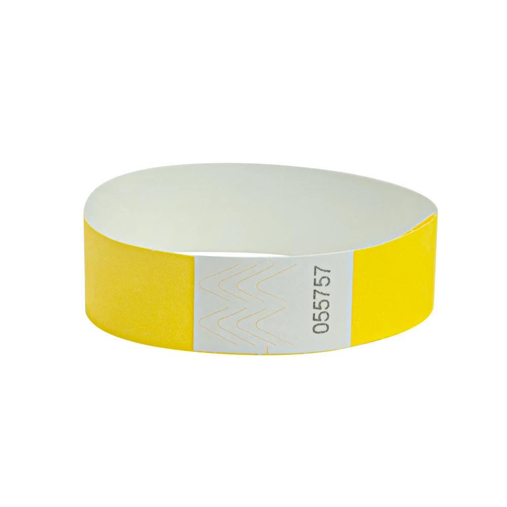 Solid NEW Yellow Color 3/4 inch Tyvek Wristbands with Series Numbers, ID Wristbands for Party Events, 500 Pieces