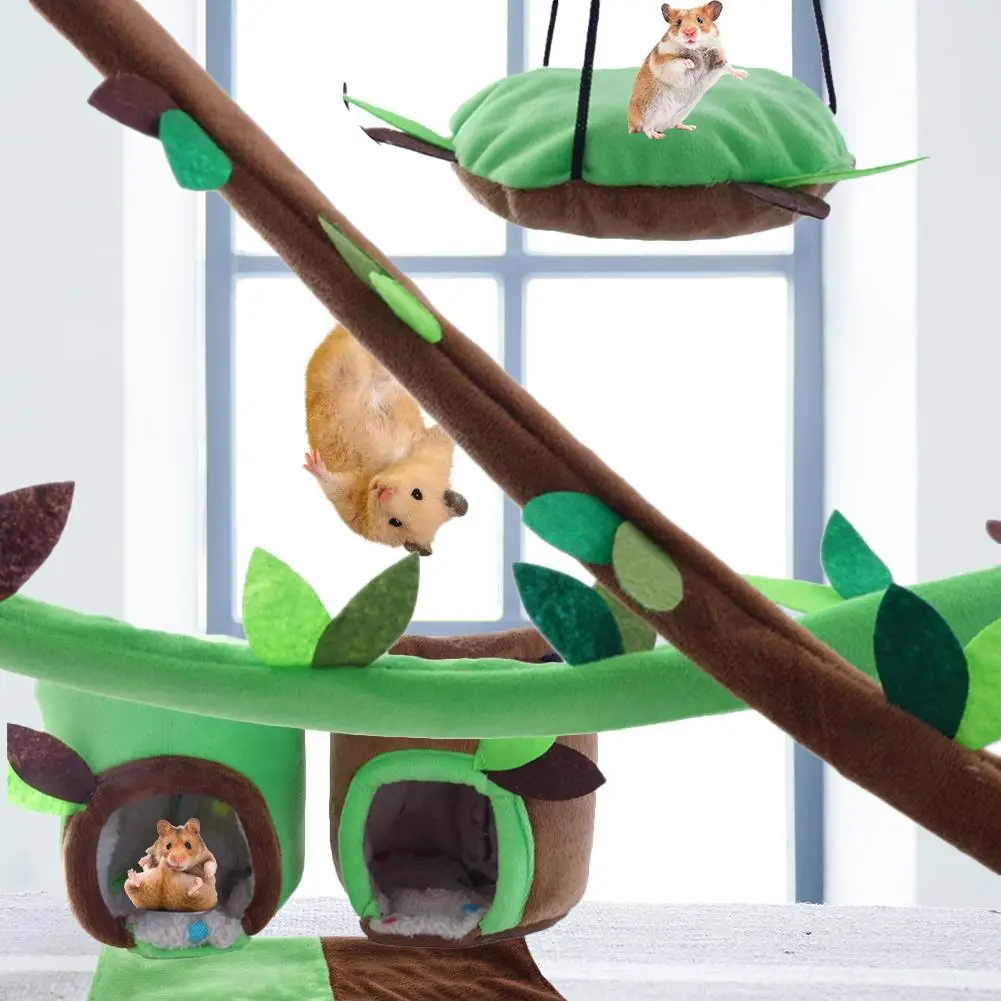 6 шт. переноска для хомяка игрушка для маленьких домашних животных маленький пень гнездо лесной лист туннель Тоторо морская свинка белка теплая клетка игрушечный дом