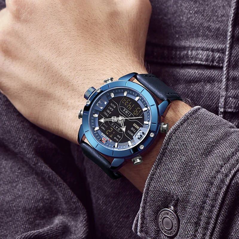 Люксовый бренд NAVIFORCE мужские часы светодиодный цифровой водонепроницаемый часы модные кварцевые часы мужские военные наручные часы Relogio Masculino