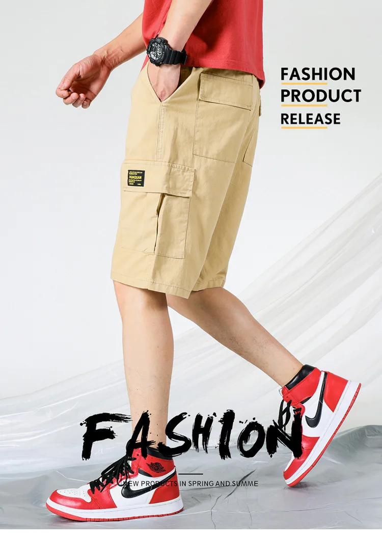 Новые мужские летние тонкие повседневные шорты Стрейчевые брендовые свободные укороченные шорты