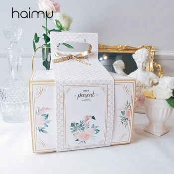 

3pcs Flamingo Printed Box Birthday Party Favor Cake Baking Packaging Box Wedding Gifts Dessert Cookie Backing Decoration Boxes