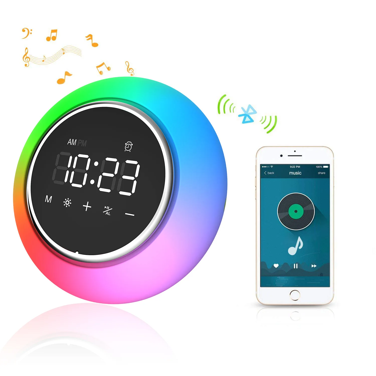 Прикроватные Bluetooth звуковые часы будильник лампа сна Пробуждение прикроватные спики