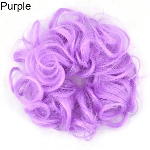Модные женские волосы пучок наращивание волнистые вьющиеся грязный пончик шиньоны парик шиньон - Цвет: Purple