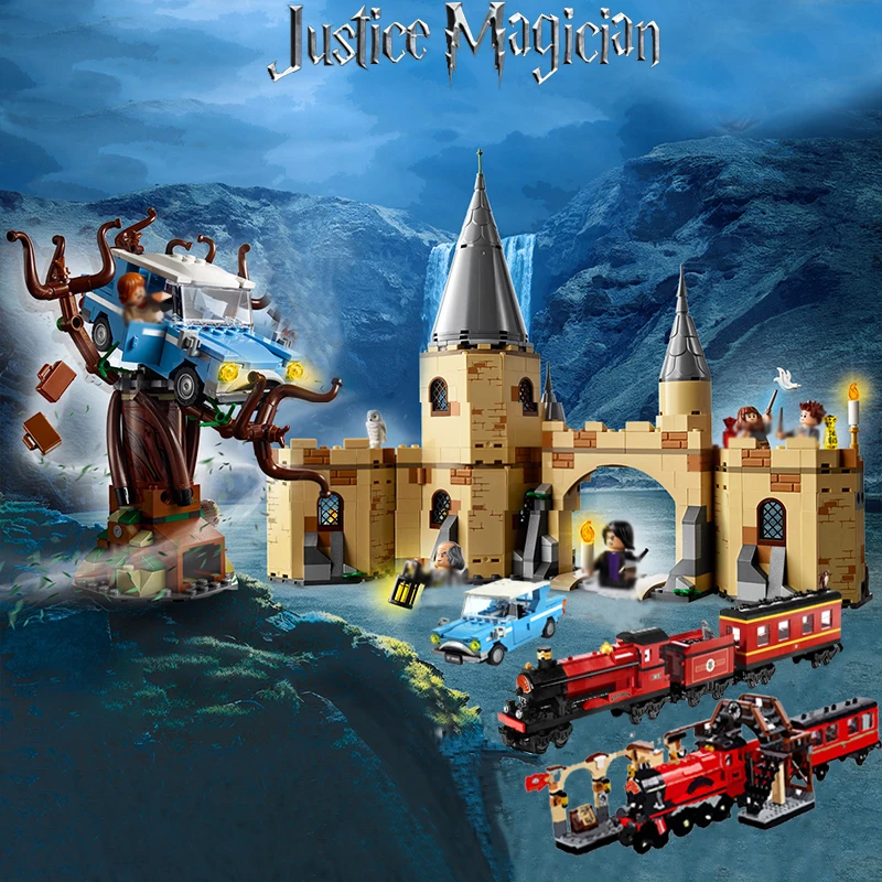 

For Legoing City House Set Movie Magician Harry's Magic Castle Compatible Creator Leged Christmas Train Building Blocks Kid Toys