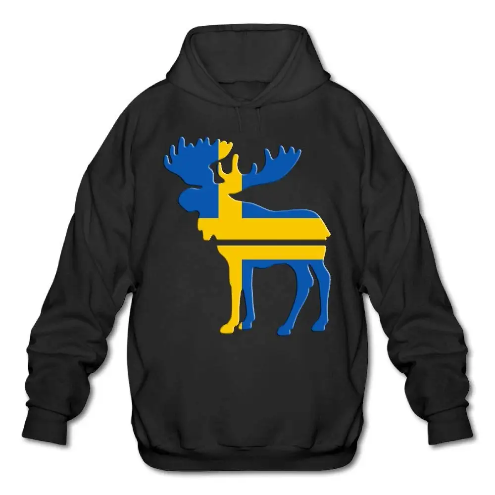 Унисекс Мужской Moose Шведский флаг Базовая толстовка с капюшоном свитер рубашка |