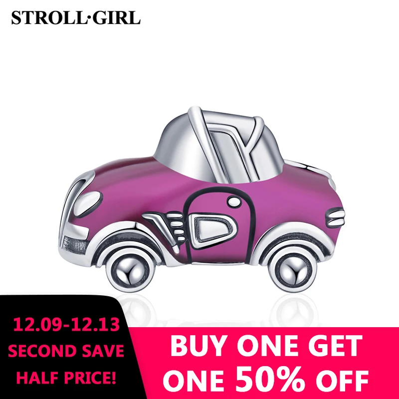 Strollgirl, 925 пробы, серебристые, красные эмалированные бусины в виде автомобилей, модные шармы для спортивных автомобилей, подходят для браслетов Pandora для женщин, рождественские украшения