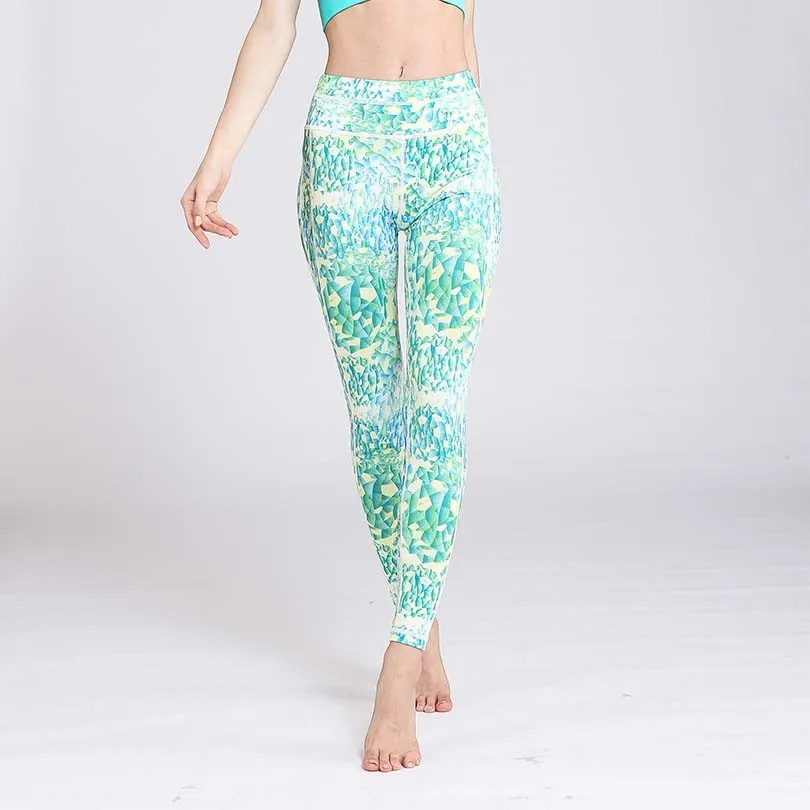 Comfortable sexy printed yoga pants ladies high waist fitness running tight sportswear breathable casual trousers